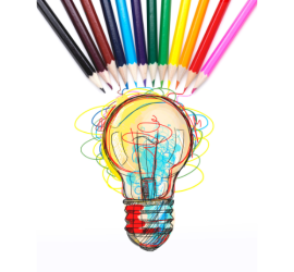 Ampoule avec sa douille dessinée de toutes les couleurs