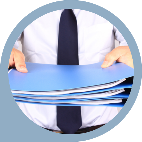 Classeurs bleus de documents